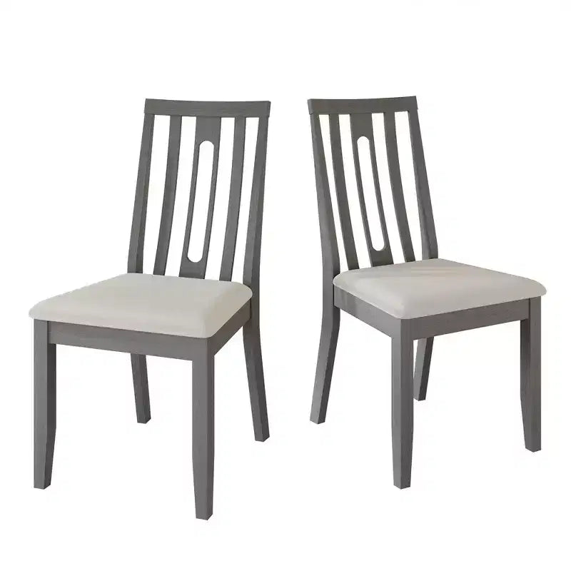 Sedia da pranzo in legno ChaletPosh con rivestimento grigio caldo (set da 2)