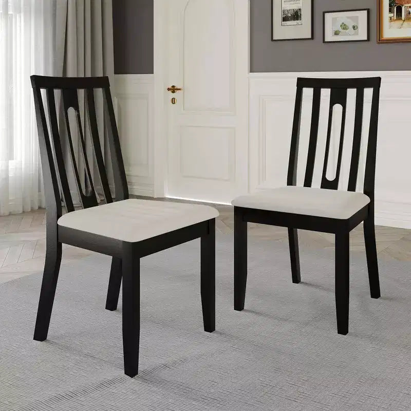 Sedia da pranzo in legno ChaletPosh con rivestimento grigio caldo (set da 2)