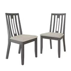 Sedia da pranzo in legno ChaletPosh con rivestimento grigio caldo (set da 2)