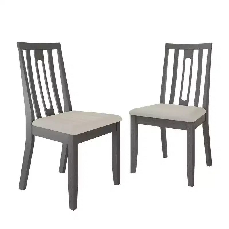 Sedia da pranzo in legno ChaletPosh con rivestimento grigio caldo (set da 2)