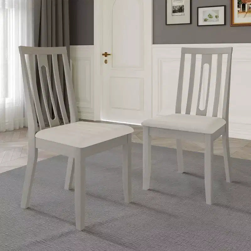 Sedia da pranzo in legno ChaletPosh con rivestimento grigio caldo (set da 2)