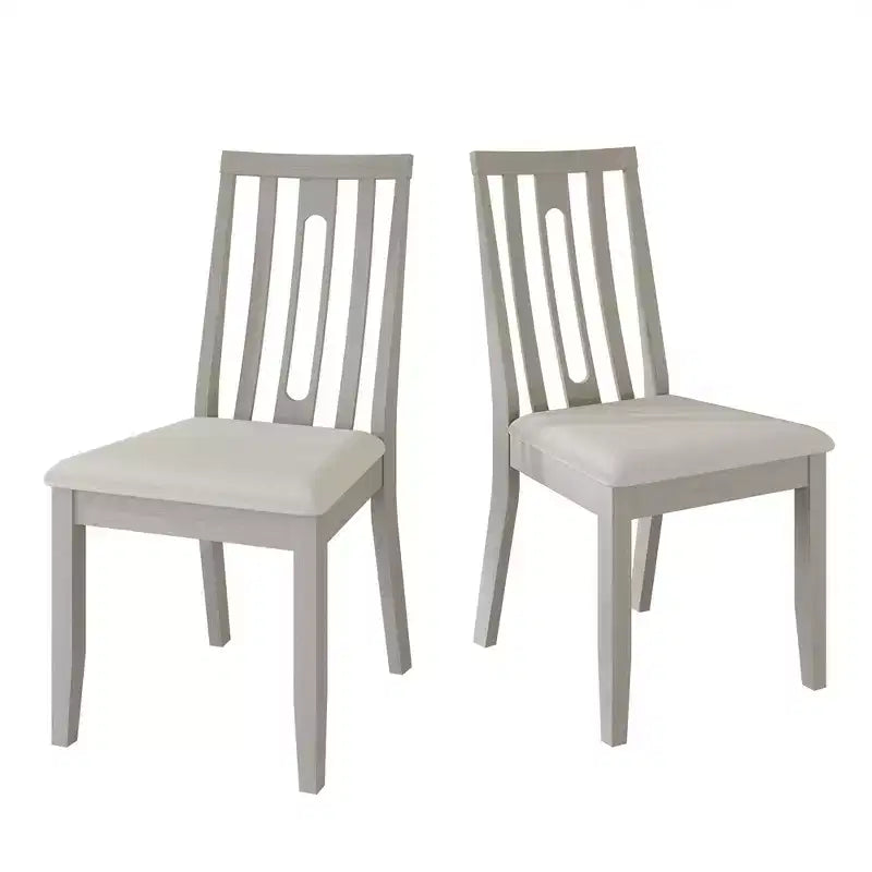 Sedia da pranzo in legno ChaletPosh con rivestimento grigio caldo (set da 2)