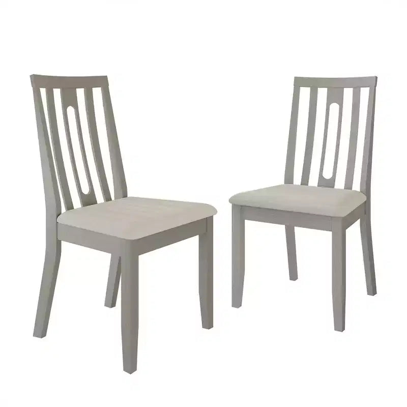 Sedia da pranzo in legno ChaletPosh con rivestimento grigio caldo (set da 2)