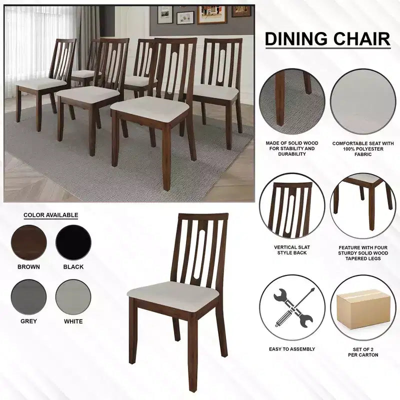 Sedia da pranzo in legno ChaletPosh con rivestimento grigio caldo (set da 2)
