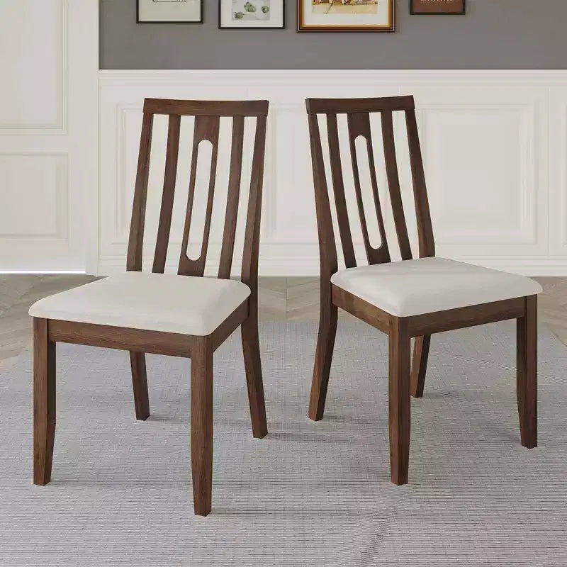 Sedia da pranzo in legno ChaletPosh con rivestimento grigio caldo (set da 2)