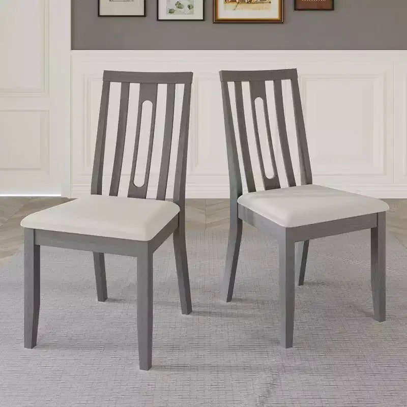Sedia da pranzo in legno ChaletPosh con rivestimento grigio caldo (set da 2)