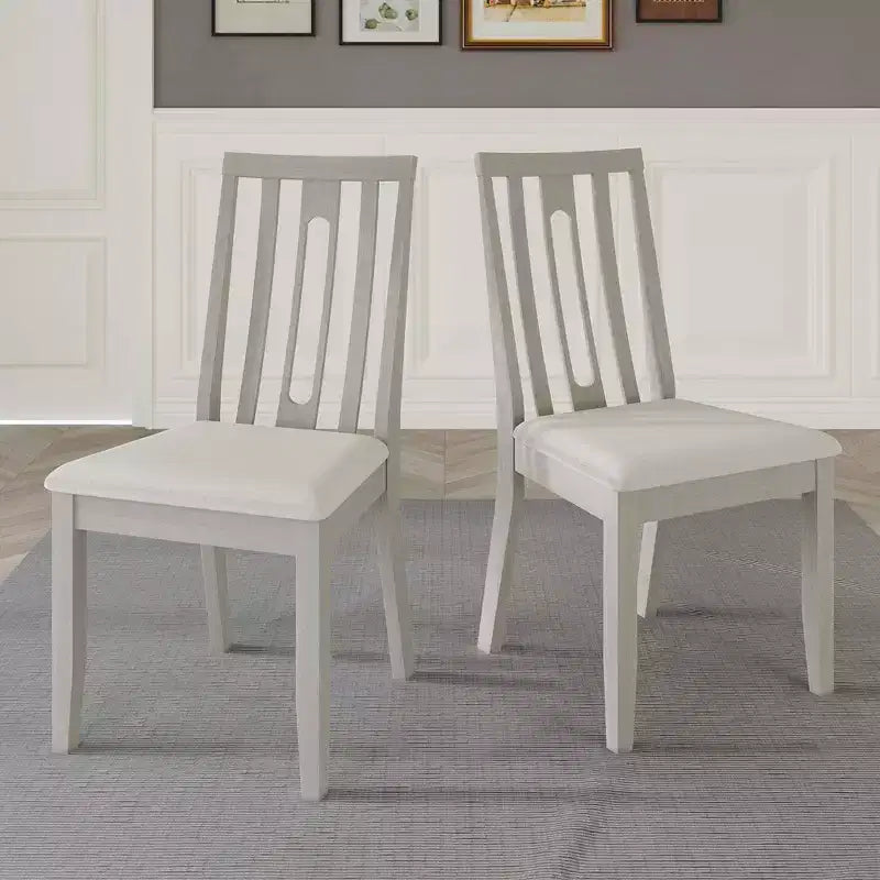 Sedia da pranzo in legno ChaletPosh con rivestimento grigio caldo (set da 2)