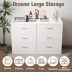 Commode haute à 6 tiroirs pour chambre à coucher en MDF avec finition résistante aux rayures, blanc