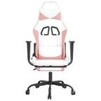 vidaXL Sedia da gaming massaggiante con sedile e schienale regolabili, con funzione massaggiante integrata - Imbottita in schiuma, Rivestita in Bianco e Rosa