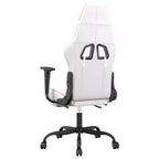 vidaXL Sedia da gaming massaggiante con sedile e schienale regolabili, con funzione massaggiante integrata - Imbottita in schiuma, Rivestita in Bianco e Rosa