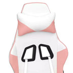 vidaXL Sedia da gaming massaggiante con sedile e schienale regolabili, con funzione massaggiante integrata - Imbottita in schiuma, Rivestita in Bianco e Rosa