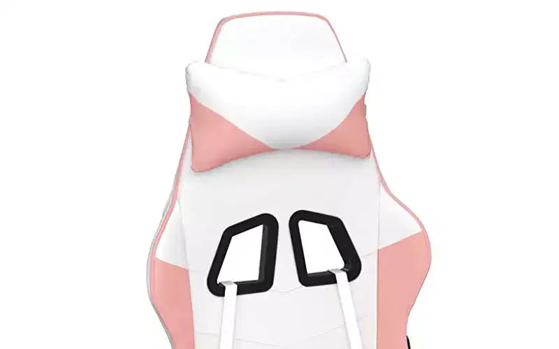vidaXL Sedia da gaming massaggiante con sedile e schienale regolabili, con funzione massaggiante integrata - Imbottita in schiuma, Rivestita in Bianco e Rosa