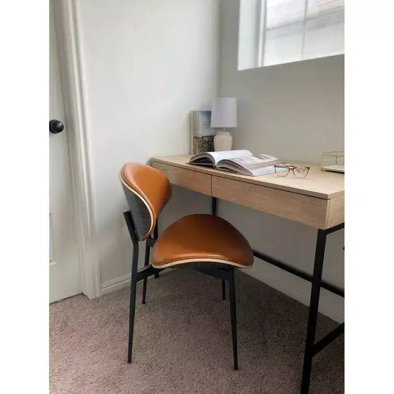 HOMLUX Set di 2 sedie da pranzo imbottite in pioppo, moderne sedie d'accento in similpelle per camera da letto, cucina, sala da pranzo, angolo colazione