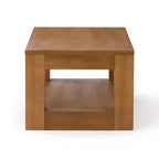 Tavolino da salotto rettangolare moderno Plank+Beam 40 con ripiano, Tavolo in legno massiccio con contenitore