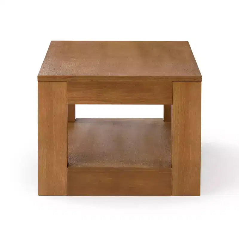 Tavolino da salotto rettangolare moderno Plank+Beam 40 con ripiano, Tavolo in legno massiccio con contenitore
