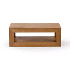 Tavolino da salotto rettangolare moderno Plank+Beam 40 con ripiano, Tavolo in legno massiccio con contenitore