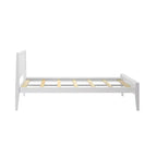 Plank+Beam Letto a piattaforma moderno per adulti in legno massello con testiera, dimensioni complete