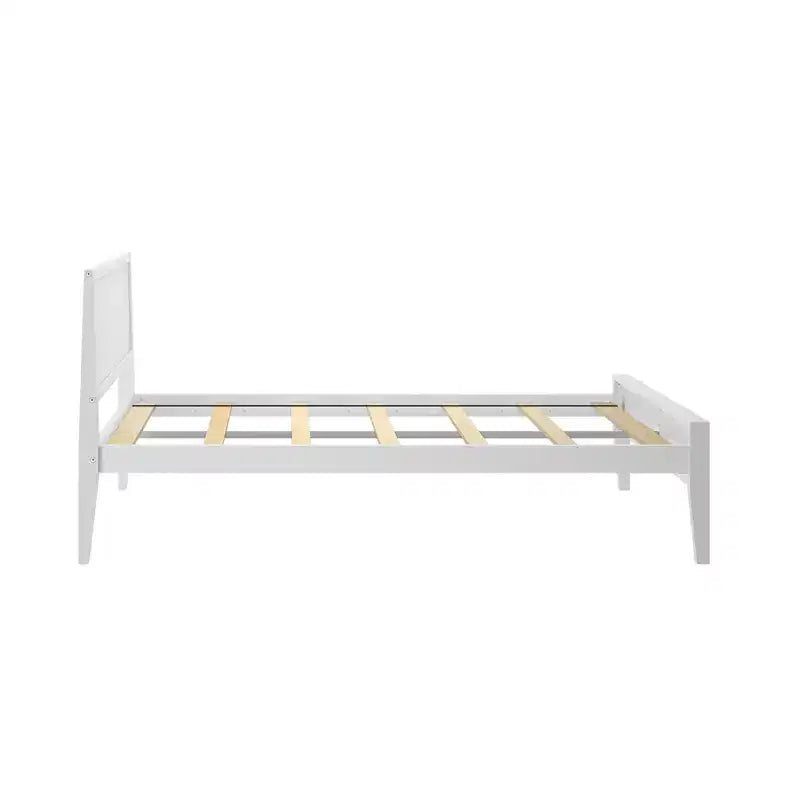 Plank+Beam Letto a piattaforma moderno per adulti in legno massello con testiera, dimensioni complete