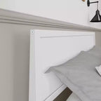 Plank+Beam Letto a piattaforma moderno per adulti in legno massello con testiera, dimensioni complete