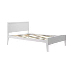 Plank+Beam Letto a piattaforma moderno per adulti in legno massello con testiera, dimensioni complete