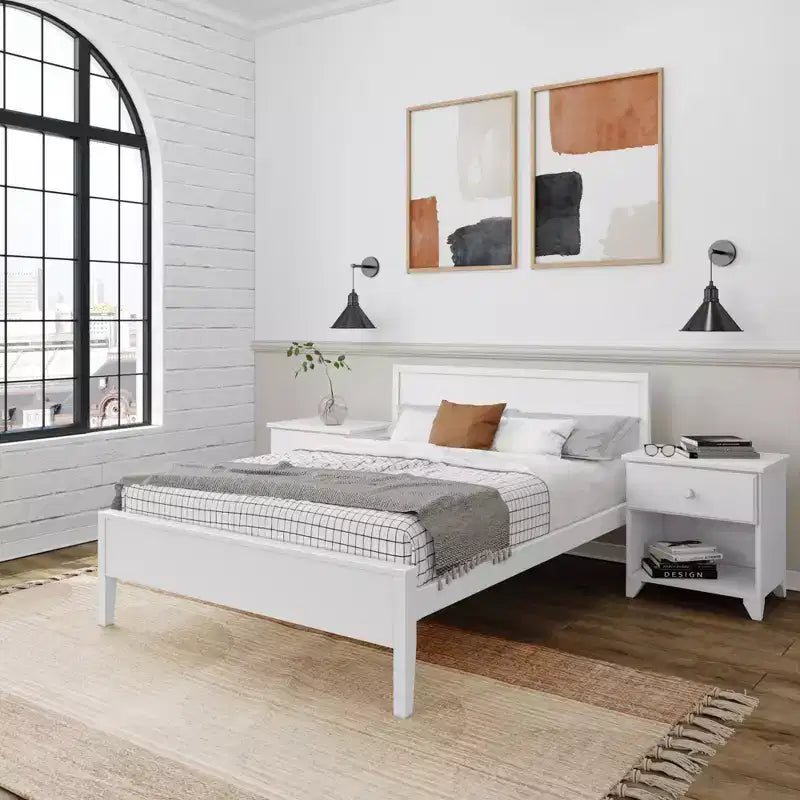 Plank+Beam Solid Wood Full Size Bed Frame with Headboard, Modern Platform Bed for Adults