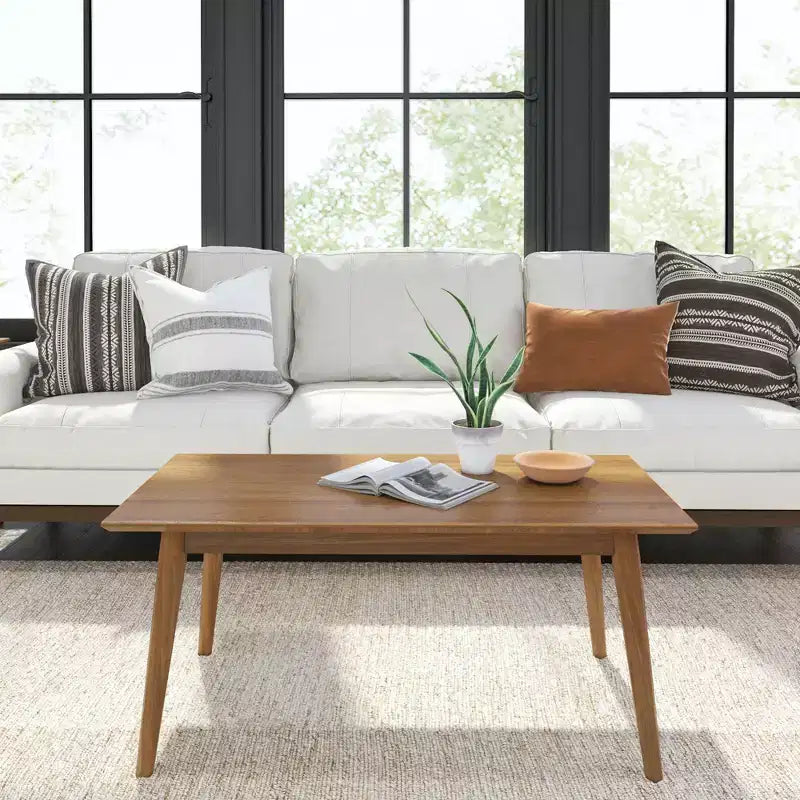 Plank+Beam Tavolini da caffè moderni di metà secolo in legno massiccio, 40" per il soggiorno