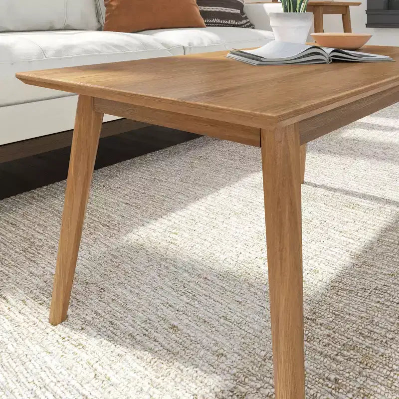 Plank+Beam Tavolini da caffè moderni di metà secolo in legno massiccio, 40" per il soggiorno