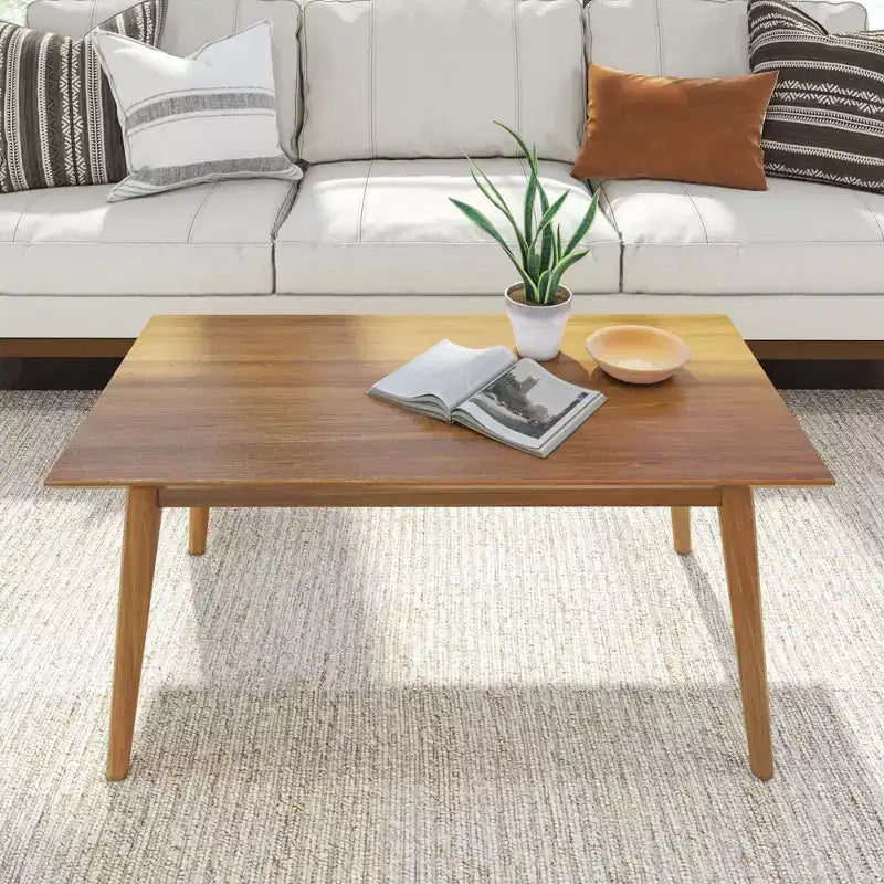 Plank+Beam Tavolini da caffè moderni di metà secolo in legno massiccio, 40" per il soggiorno
