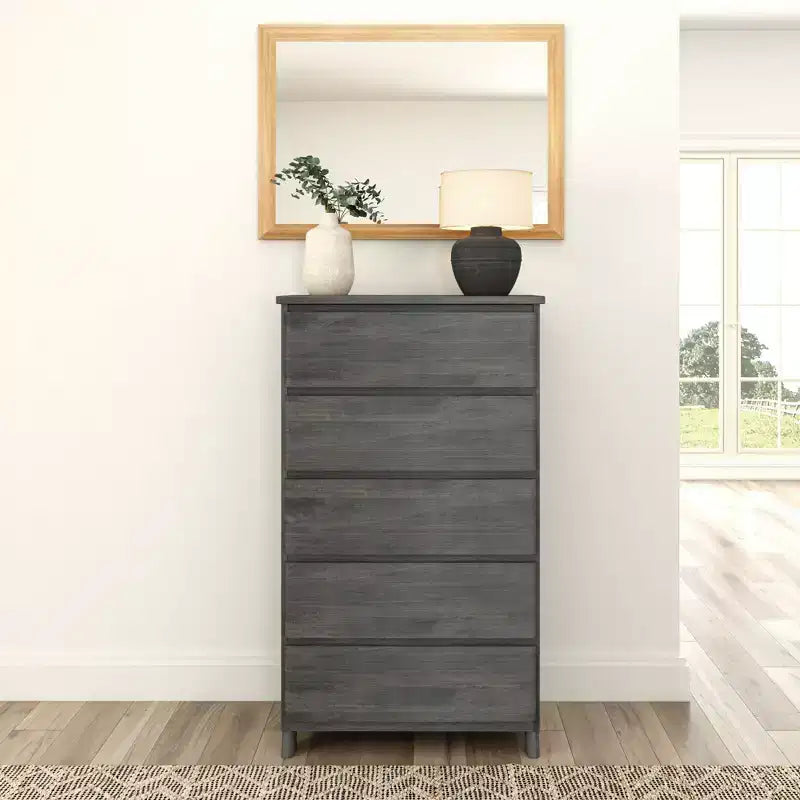 Comò a 5 cassetti in legno massello stile rustico Plank+Beam