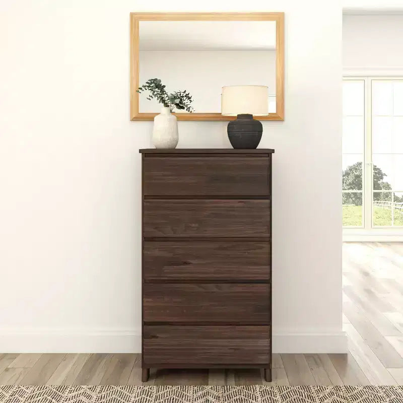 Comò a 5 cassetti in legno massello stile rustico Plank+Beam