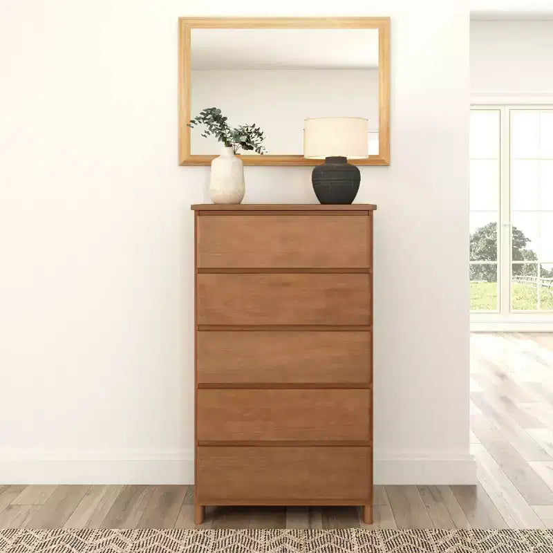 Comò a 5 cassetti in legno massello stile rustico Plank+Beam