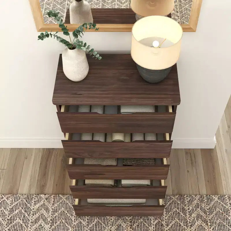 Comò a 5 cassetti in legno massello stile rustico Plank+Beam