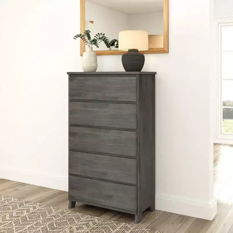 Comò a 5 cassetti in legno massello stile rustico Plank+Beam