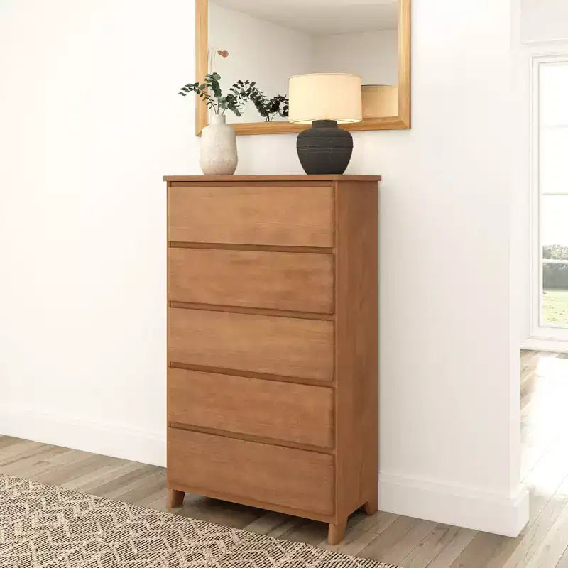 Comò a 5 cassetti in legno massello stile rustico Plank+Beam