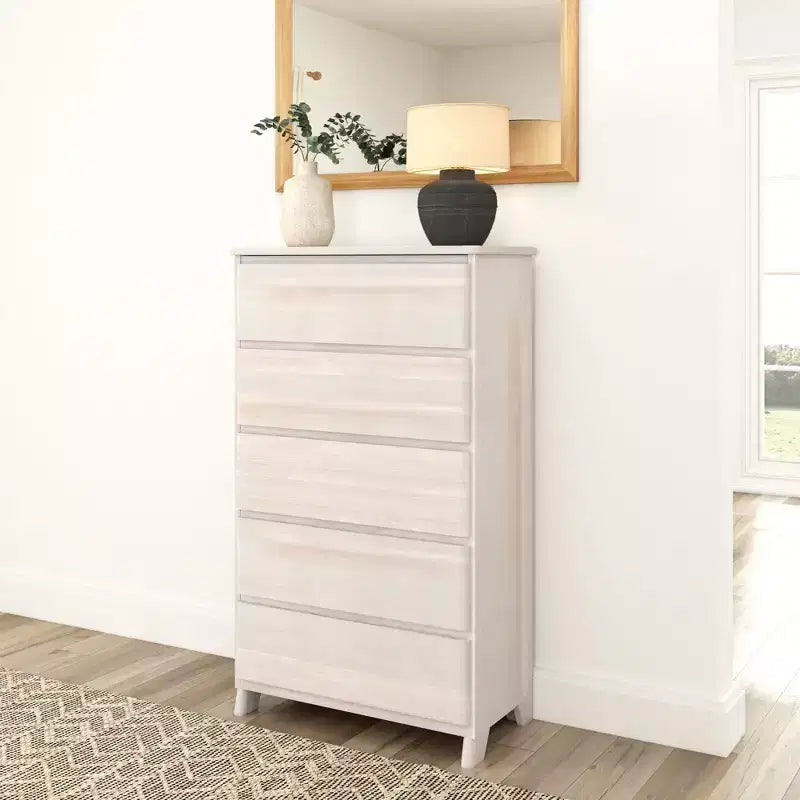 Comò a 5 cassetti in legno massello stile rustico Plank+Beam