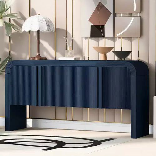 63 Striped Designed Sideboard with 4 Doors, Storage Cabinet with Adjustable Shelves 4L - ModernLuxe