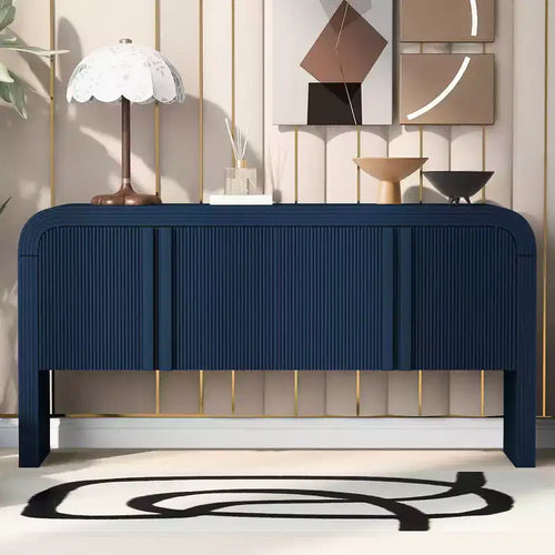 Buffet 4 portes au design rayé 63, meuble de rangement avec étagères réglables 4L - ModernLuxe