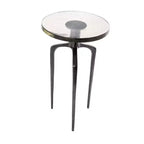 Olivia & May Aluminum Accent Table with Textured Glass Tabletop
