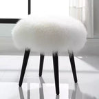 Sgabello d'accento Uttermost Wooly in pelle di pecora bianca