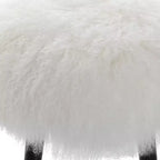 Sgabello d'accento Uttermost Wooly in pelle di pecora bianca