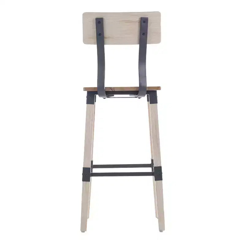 Sgabello da bar per sala da pranzo in legno rustico industriale di qualità commerciale, confezione da 2, di Emma e Oliver