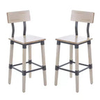 Emma and Oliver 2 Pack Commercial Grade Rustic Industrial Style Wood Dining Barstool