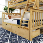 Plank+Beam Letto a castello in legno massello, doppio sopra, con cassetti portaoggetti per adulti/bambini