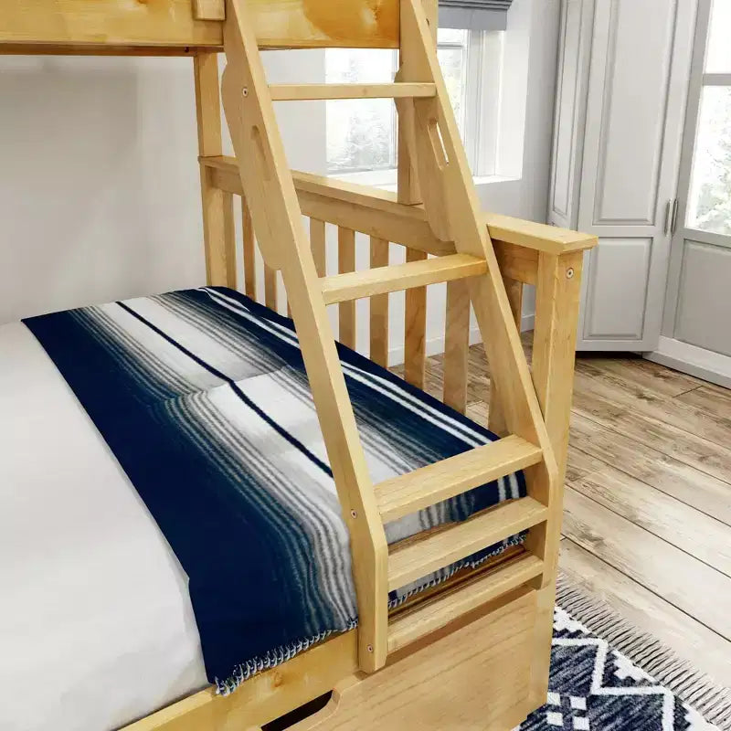 Plank+Beam Letto a castello in legno massello, doppio sopra, con cassetti portaoggetti per adulti/bambini
