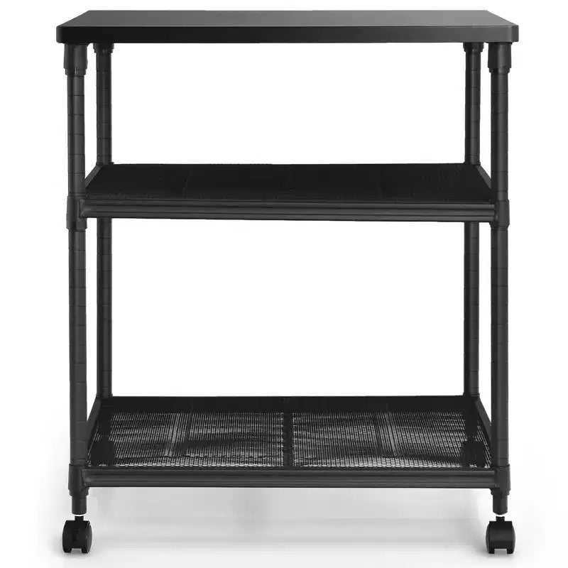 Costway Carrello Porta Stampante a 3 Ripiani con Rotelle, Scaffale Regolabile e Ruote Girevoli Marrone/Nero