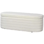 Panca da fondo letto HOMCOM, panca contenitore rivestita in pile Teddy con struttura in legno per soggiorno, ingresso, camera da letto, bianco crema