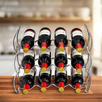 Sorbus Portabottiglie Argento a 3 Ripiani Impilabile - Perfetto per Bar, Cantina, Seminterrato, Mobile, Dispensa, ecc. (Contiene 12 Bottiglie)