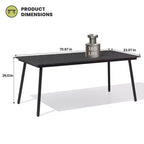Crestlive Products Tavolo da Pranzo da Esterno per Patio Effetto Legno, Telaio in Alluminio, Foro per Ombrellone