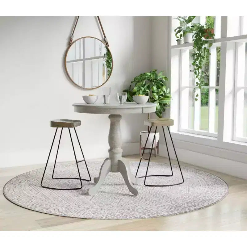 Carolina Living Salem Tavolino da bar rotondo con piedistallo in legno naturale Driftwood