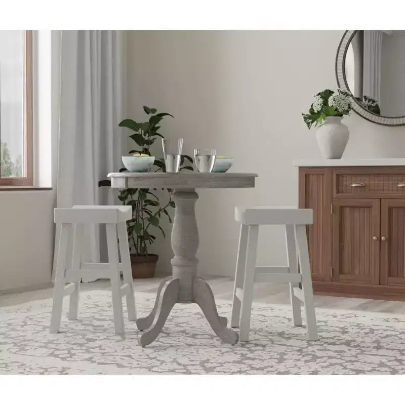Carolina Living Salem Tavolino da bar rotondo con piedistallo in legno naturale Driftwood